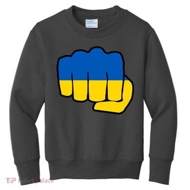 Support Ukraine Flag Fist Kids Sweatshirt
