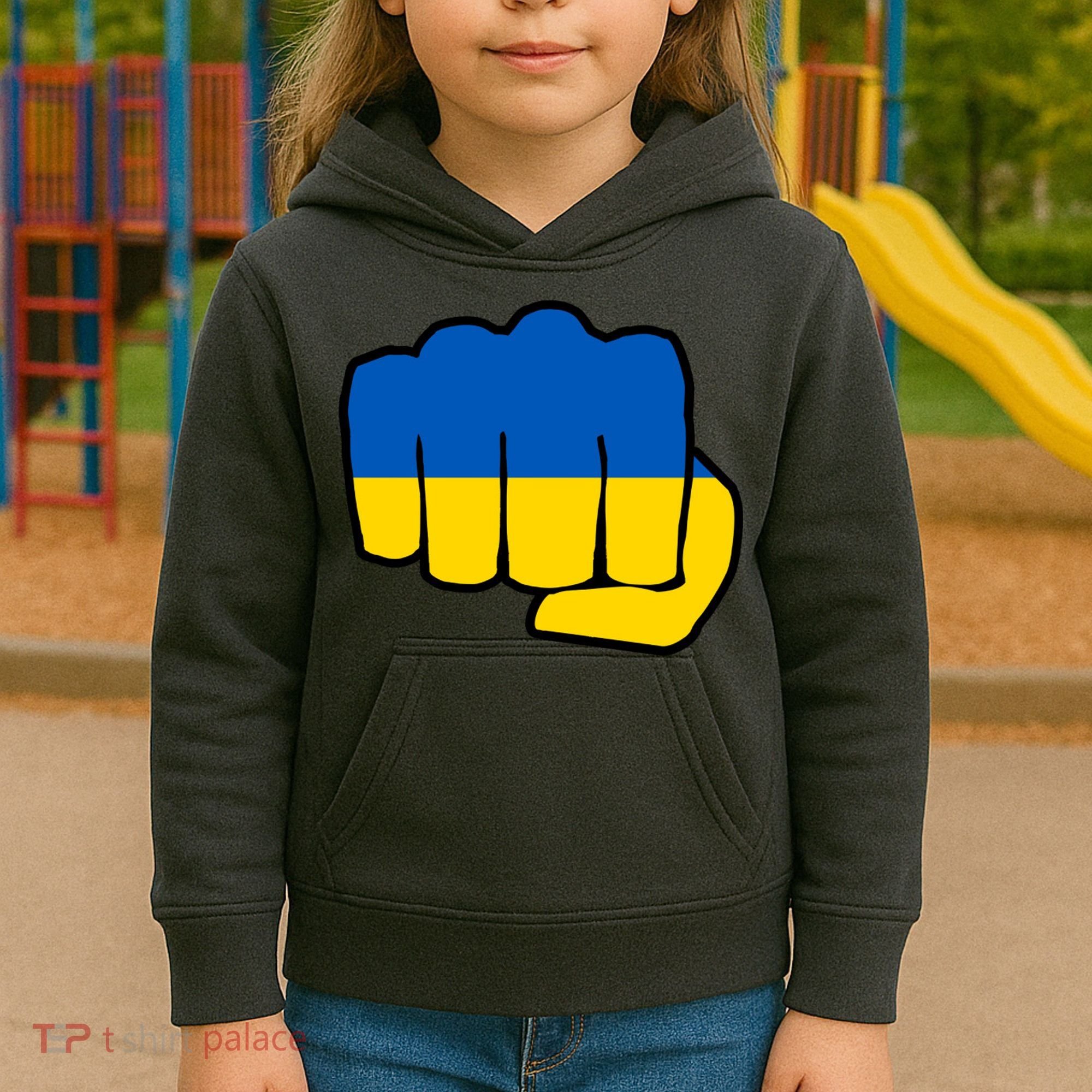 Support Ukraine Flag Fist Kids Hoodie