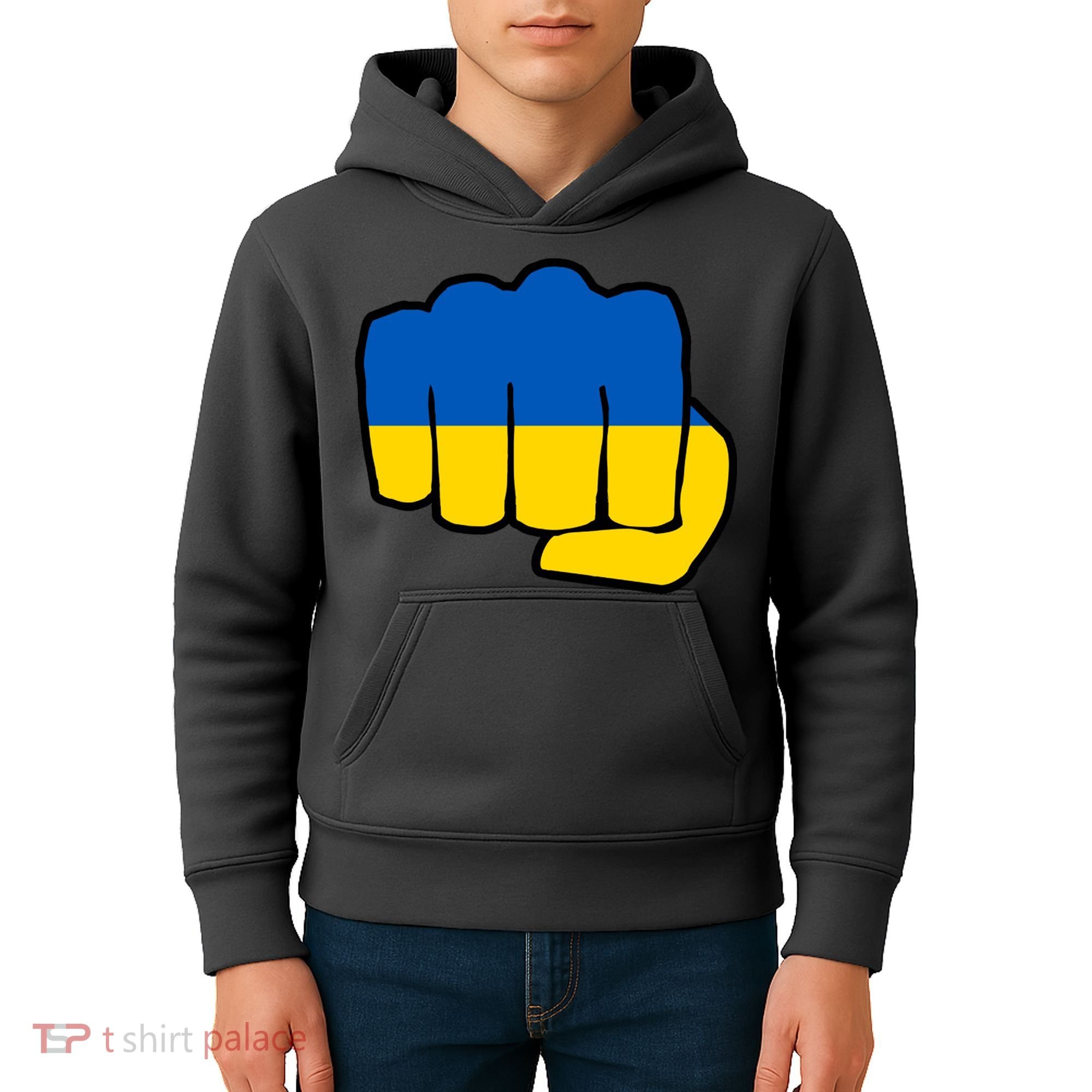 Support Ukraine Flag Fist Kids Hoodie