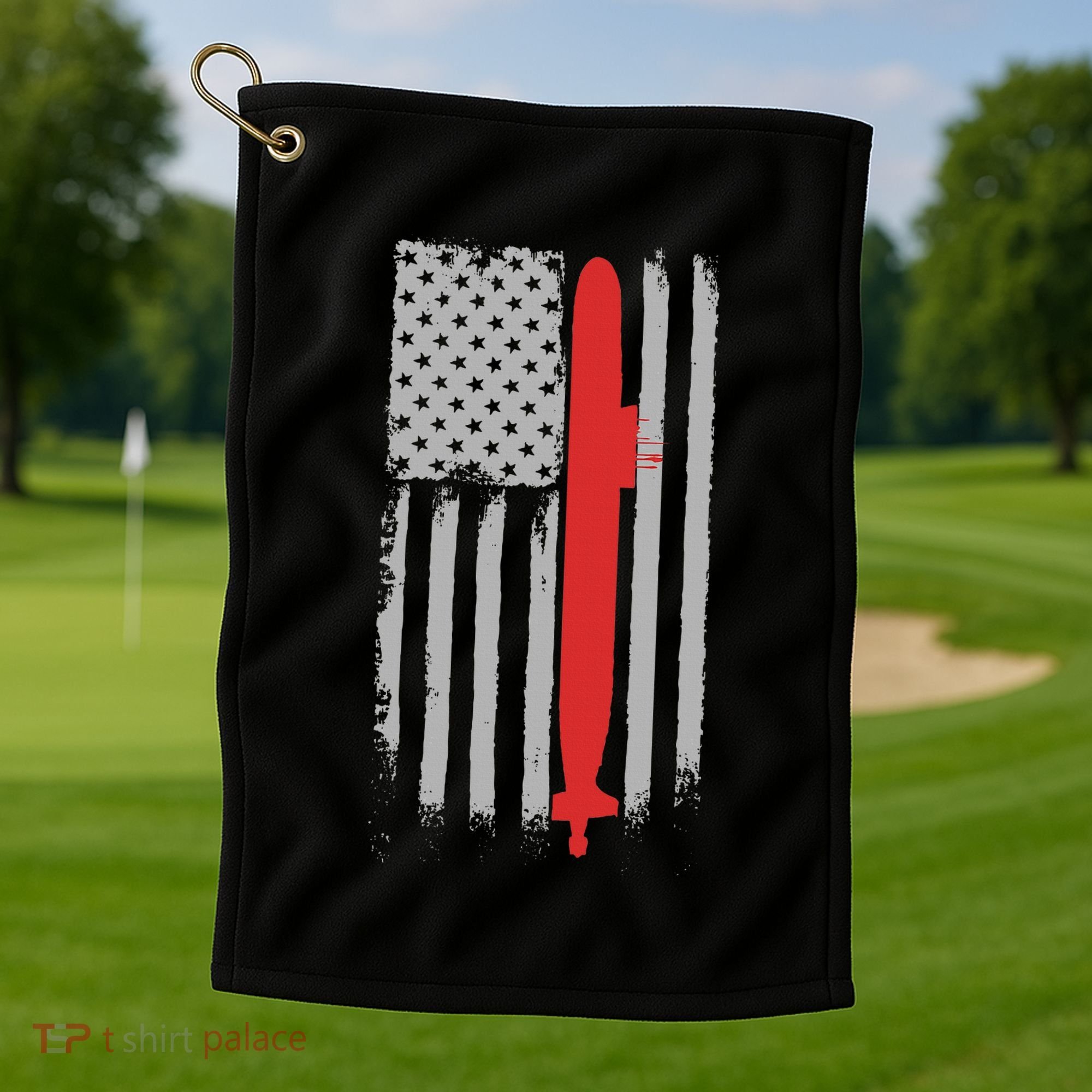Submarine Usa Flag Gift For Submariner Golf Towel
