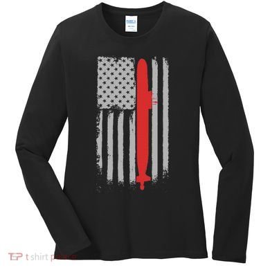 Submarine Usa Flag Gift For Submariner Women's Long Sleeve Shirt