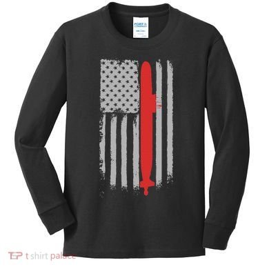 Submarine Usa Flag Gift For Submariner Kids Long Sleeve Shirt