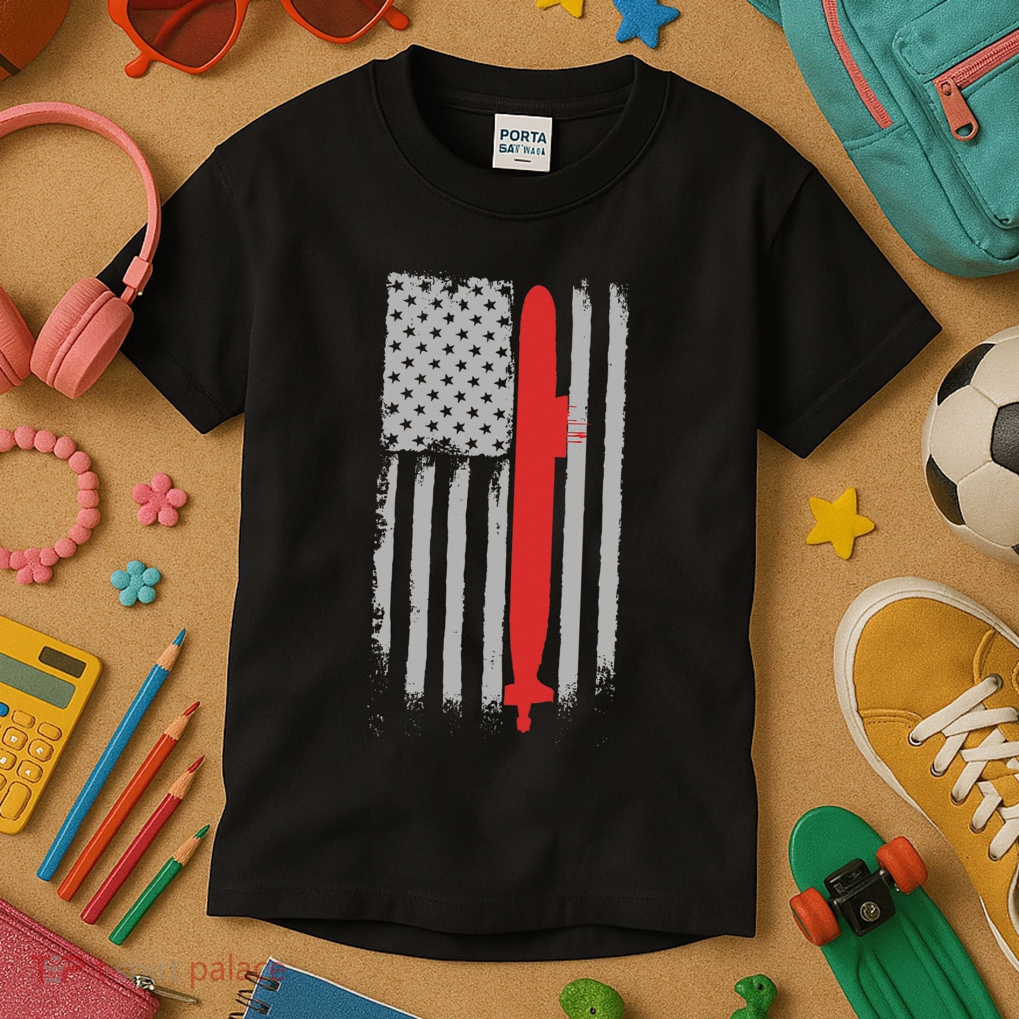 Submarine Usa Flag Gift For Submariner Kids T-Shirt