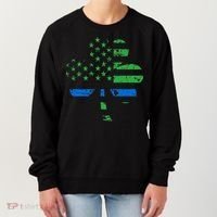Shamrock USA Flag Thin Blue Line Police St Patricks Day Women's Sweatshirt thumb 0