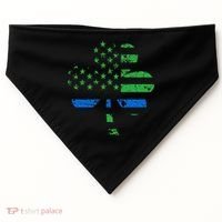 Shamrock USA Flag Thin Blue Line Police St Patricks Day USA-Made Doggie Bandana thumb 0