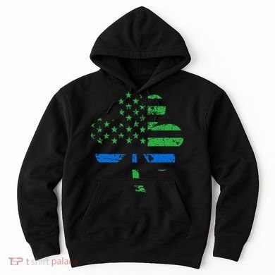 Shamrock USA Flag Thin Blue Line Police St Patricks Day Hoodie