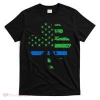 Shamrock USA Flag Thin Blue Line Police St Patricks Day T-Shirt thumb 0