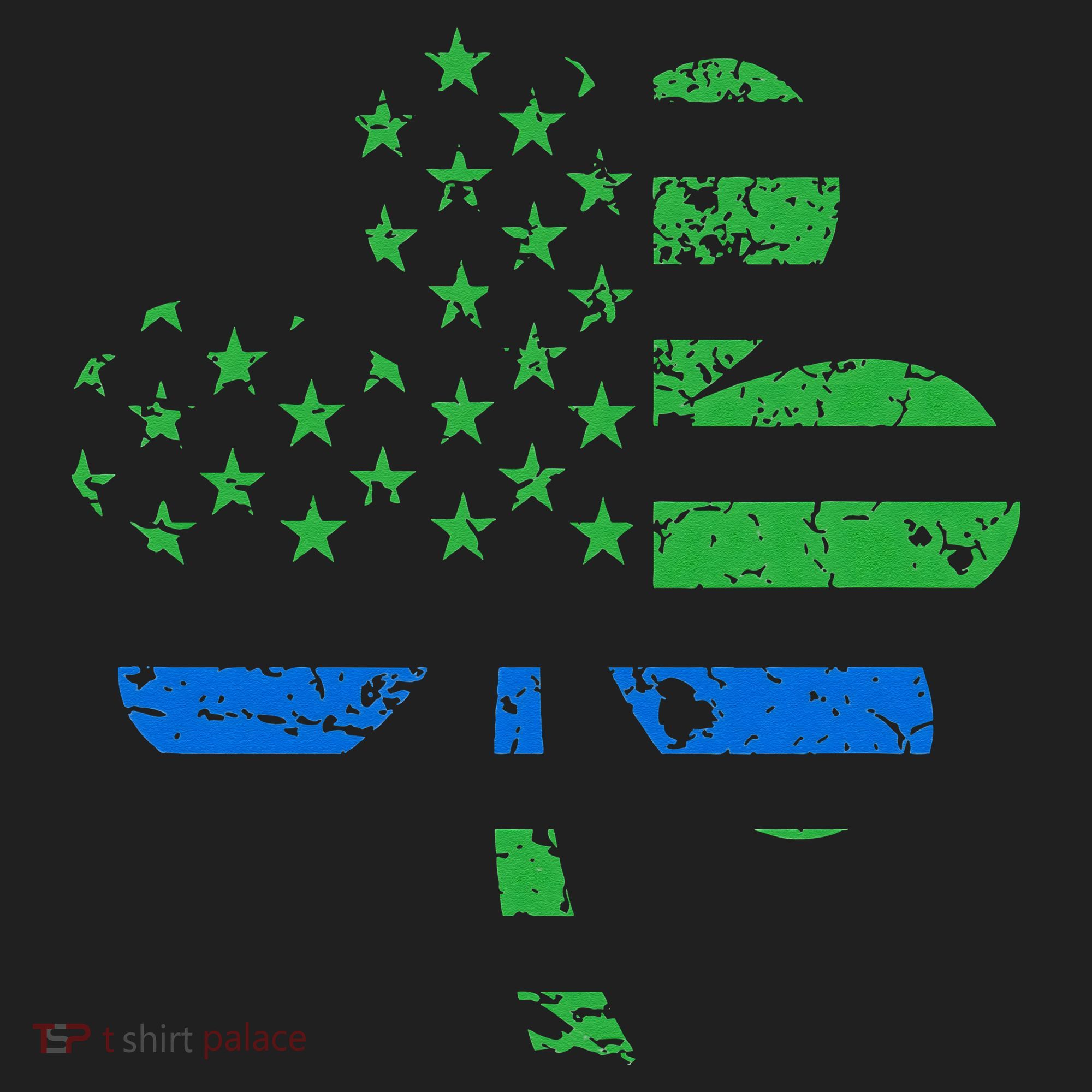 Shamrock USA Flag Thin Blue Line Police St Patricks Day Beanie