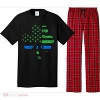 Shamrock USA Flag Thin Blue Line Police St Patricks Day Pajama Set thumb 0