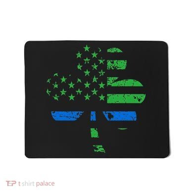 Shamrock USA Flag Thin Blue Line Police St Patricks Day Mousepad