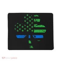 Shamrock USA Flag Thin Blue Line Police St Patricks Day Mousepad thumb 0