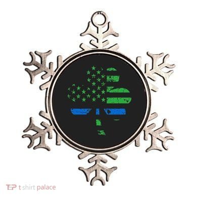 Shamrock USA Flag Thin Blue Line Police St Patricks Day Ornament