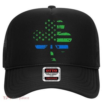 Shamrock USA Flag Thin Blue Line Police St Patricks Day Hat