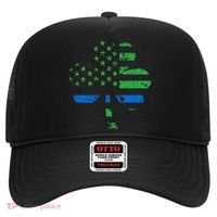 Shamrock USA Flag Thin Blue Line Police St Patricks Day Hat thumb 0