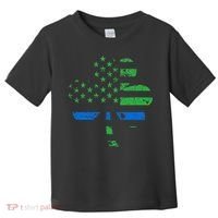 Shamrock USA Flag Thin Blue Line Police St Patricks Day Toddler T-Shirt thumb 0