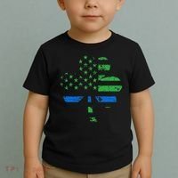 Shamrock USA Flag Thin Blue Line Police St Patricks Day Toddler T-Shirt thumb 2
