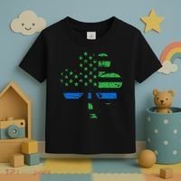 Shamrock USA Flag Thin Blue Line Police St Patricks Day Toddler T-Shirt thumb 3