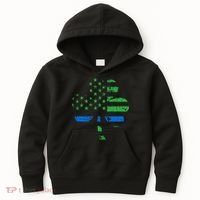 Shamrock USA Flag Thin Blue Line Police St Patricks Day Kids Hoodie thumb 0