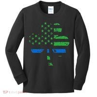 Shamrock USA Flag Thin Blue Line Police St Patricks Day Kids Long Sleeve Shirt thumb 0