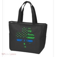 Shamrock USA Flag Thin Blue Line Police St Patricks Day Tote Bag thumb 3