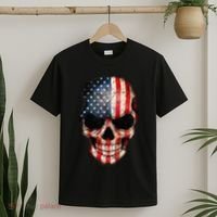 Skull USA Flag 4th of July American Patriotic T-Shirt thumb 2