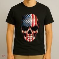 Skull USA Flag 4th of July American Patriotic T-Shirt thumb 3