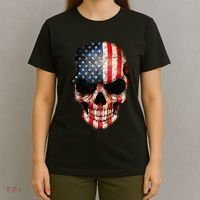 Skull USA Flag 4th of July American Patriotic T-Shirt thumb 4
