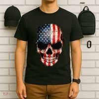 Skull USA Flag 4th of July American Patriotic T-Shirt thumb 6