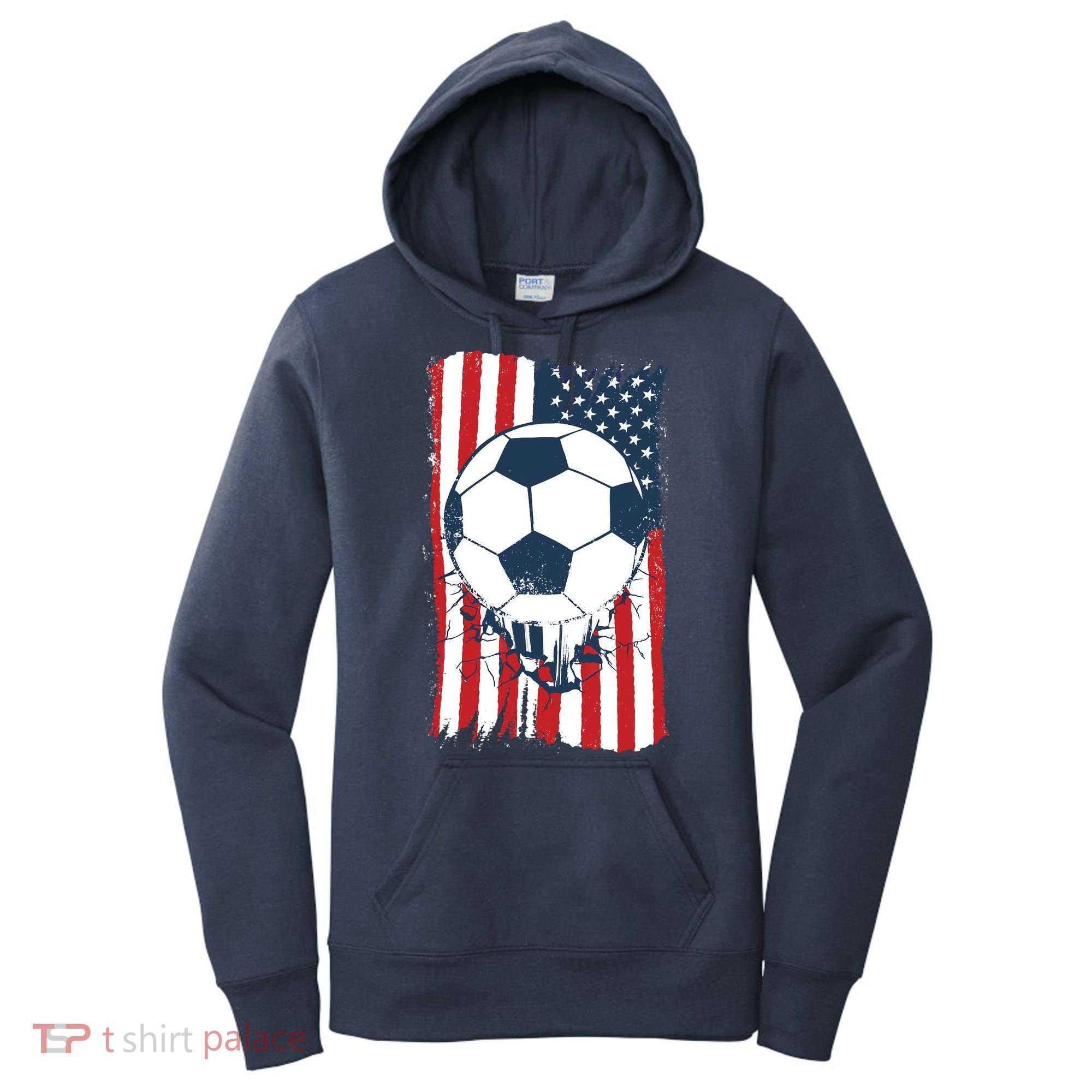 Soccer USA Flag, Soccer Ball Graphic Boys Women's Hoodie
