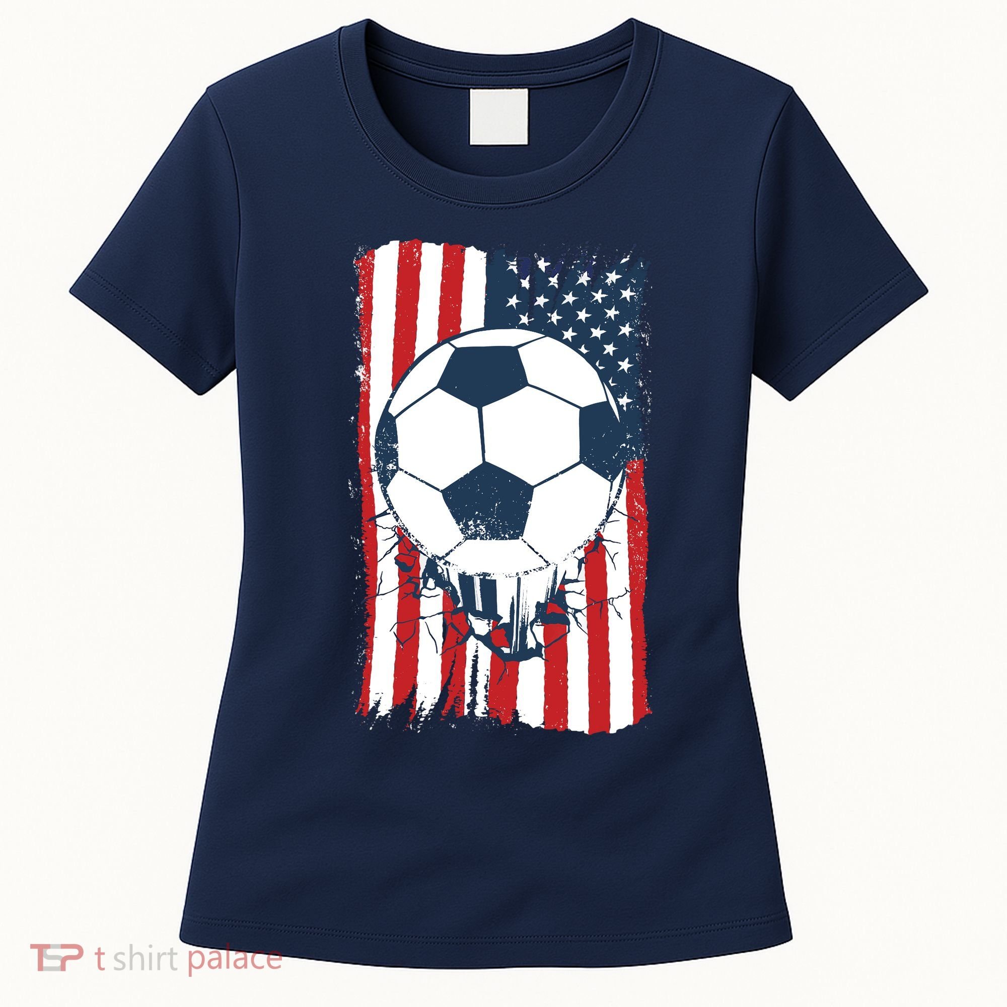 Soccer USA Flag, Soccer Ball Graphic Boys Women's T-Shirt
