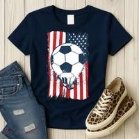 Soccer USA Flag, Soccer Ball Graphic Boys Women's T-Shirt thumb 3