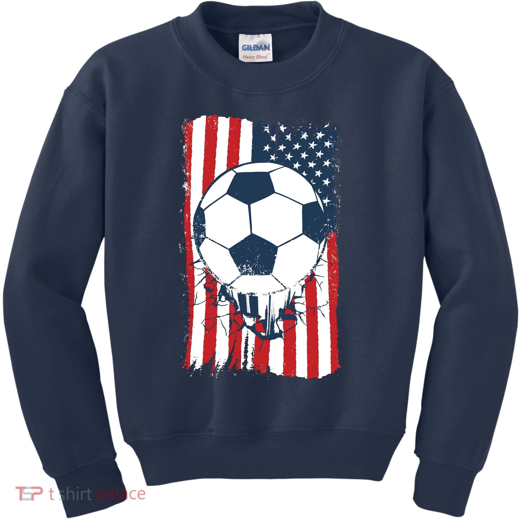 Soccer USA Flag, Soccer Ball Graphic Boys Kids Sweatshirt