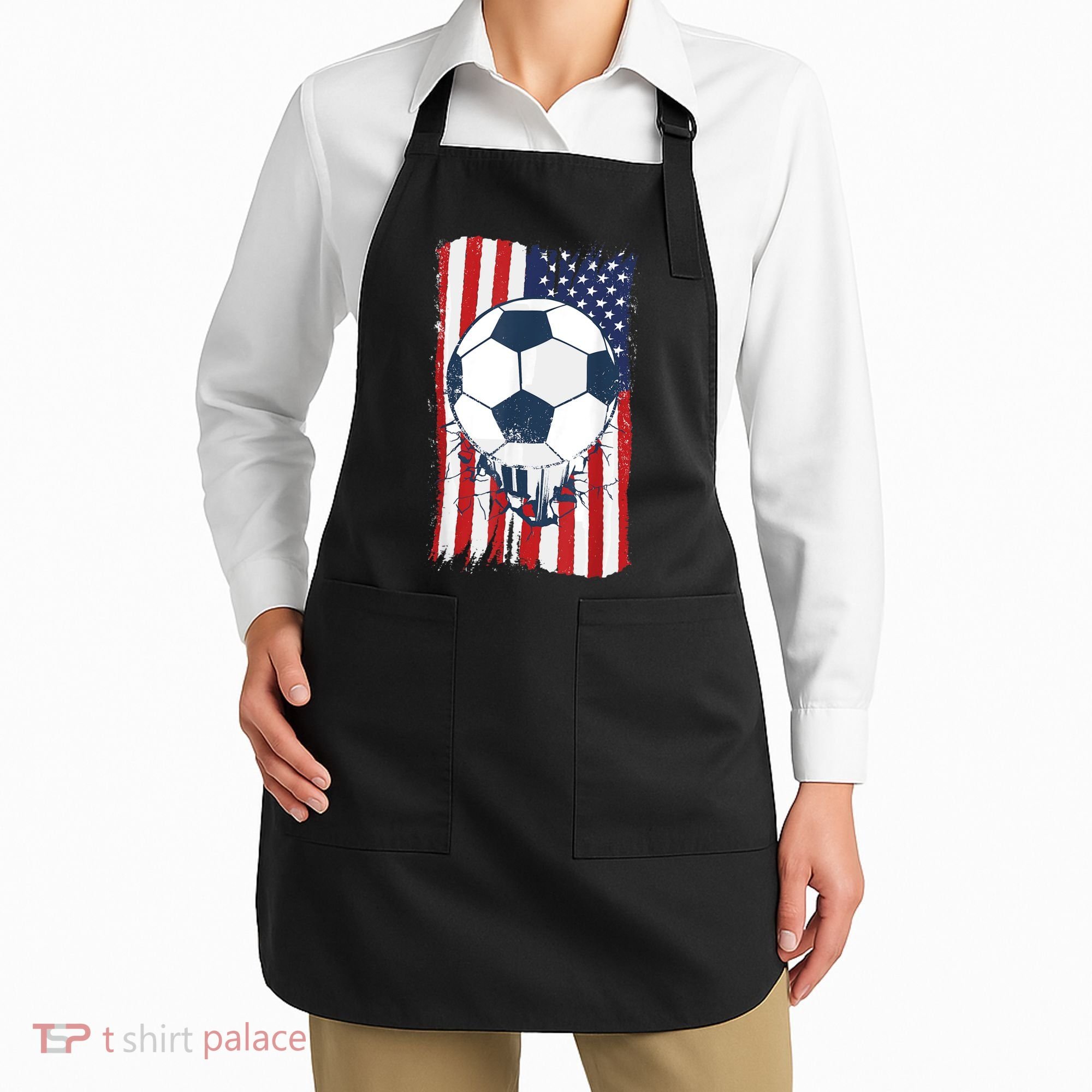 Soccer USA Flag , Soccer Ball Graphic Boys  Apron
