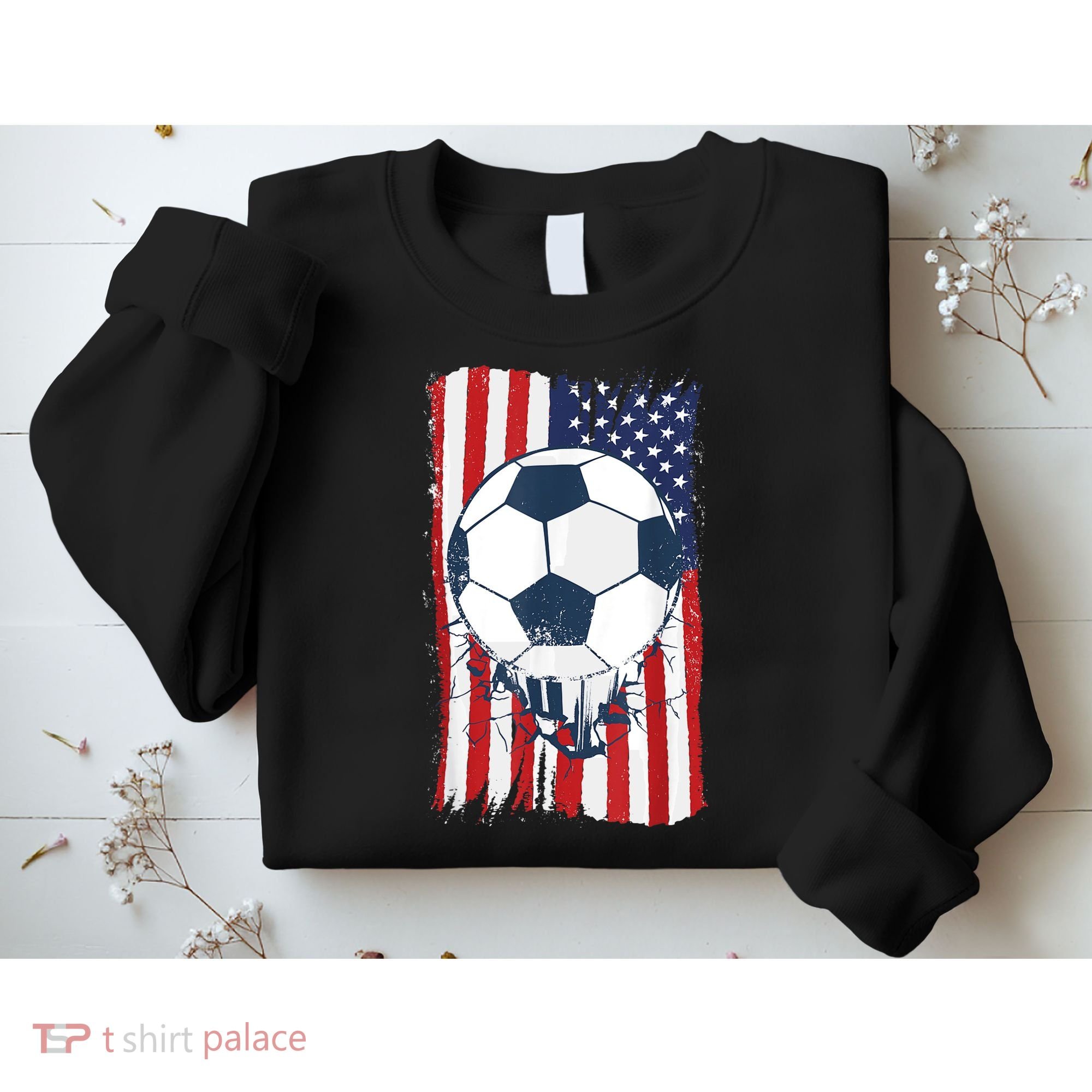 Soccer USA Flag , Soccer Ball Graphic Boys  Sweatshirt