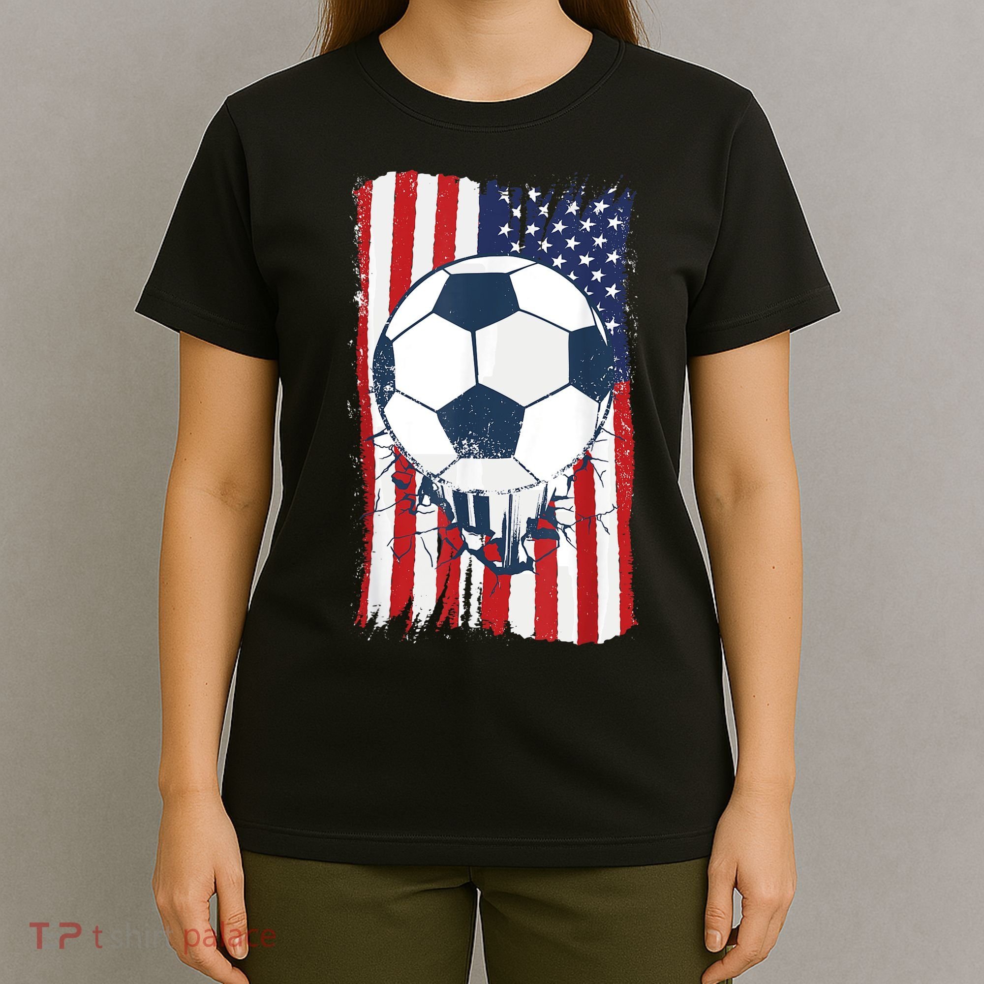 Soccer USA Flag , Soccer Ball Graphic Boys  T-Shirt
