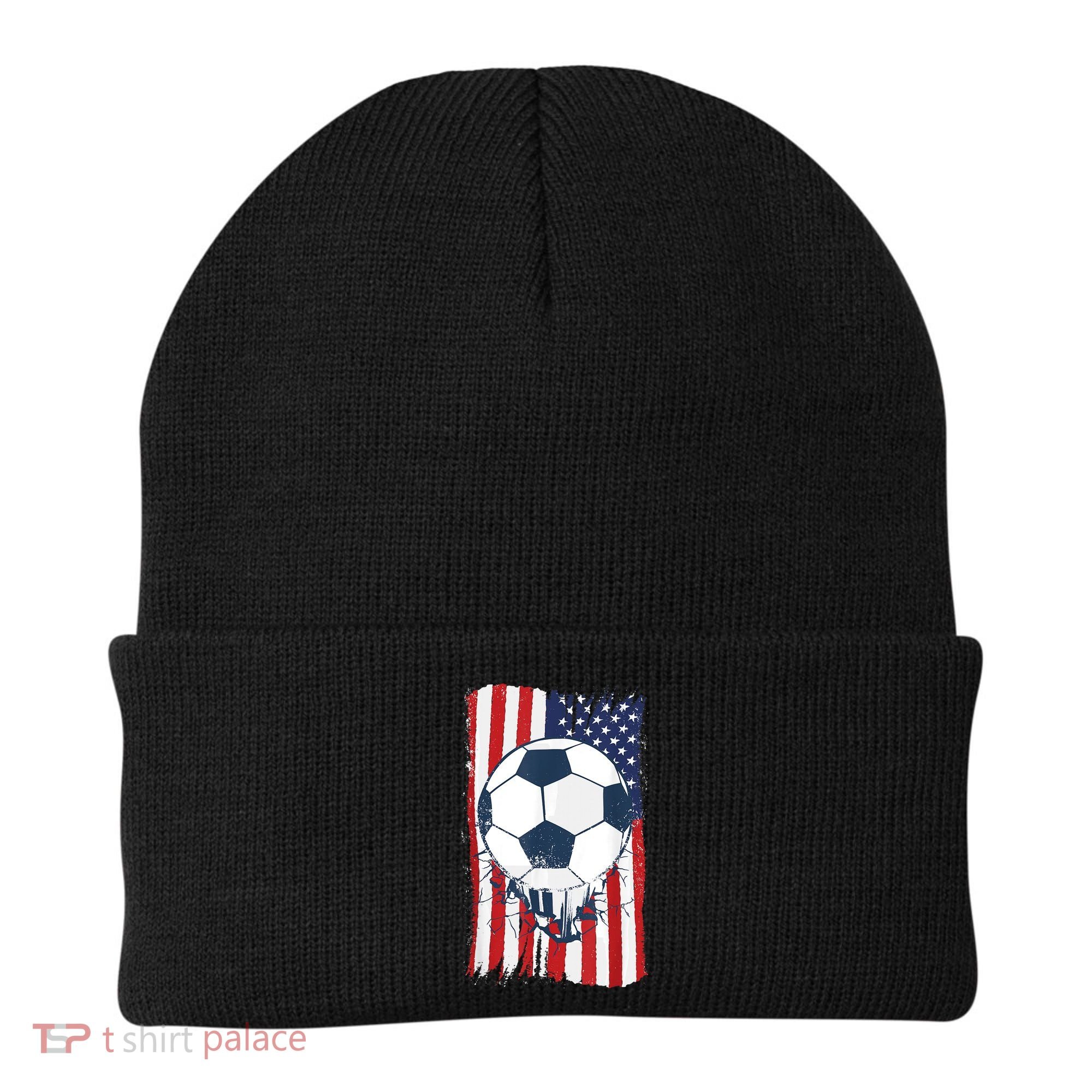 Soccer USA Flag , Soccer Ball Graphic Boys  Beanie