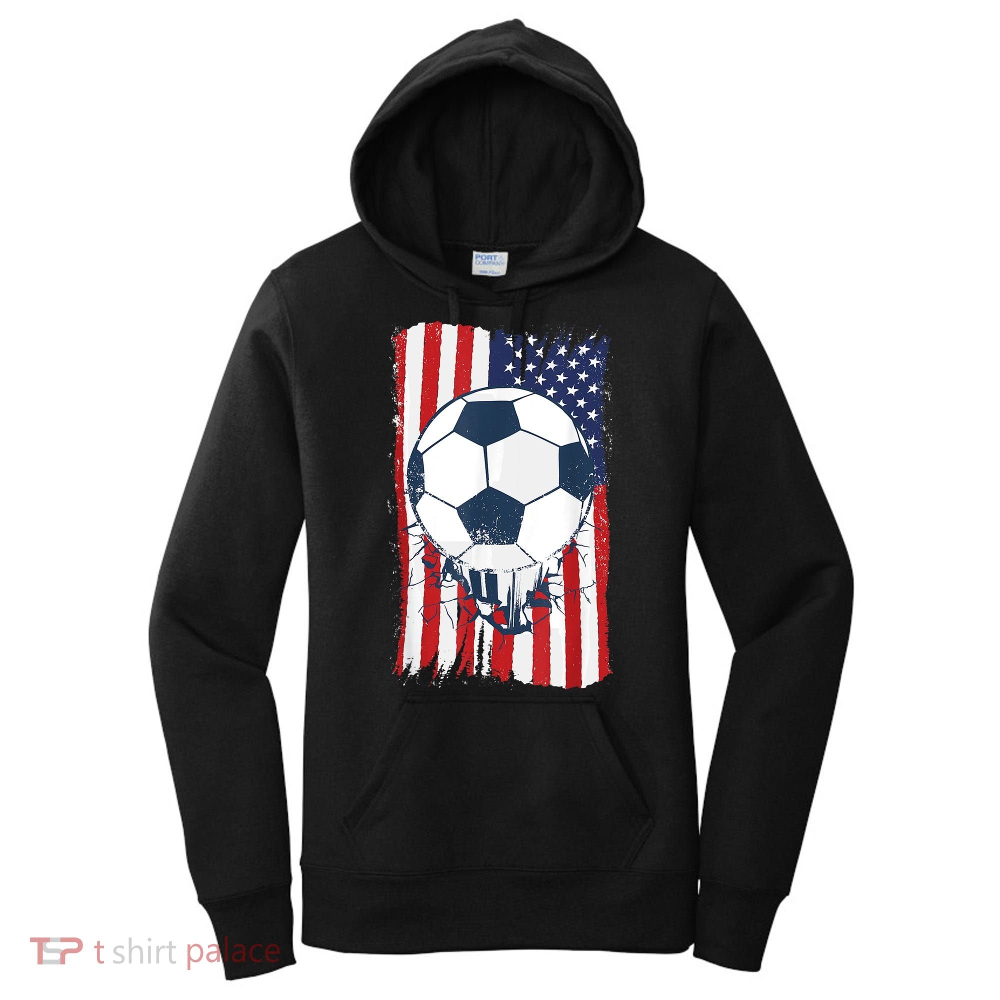 Soccer USA Flag , Soccer Ball Graphic Boys  Women's Hoodie