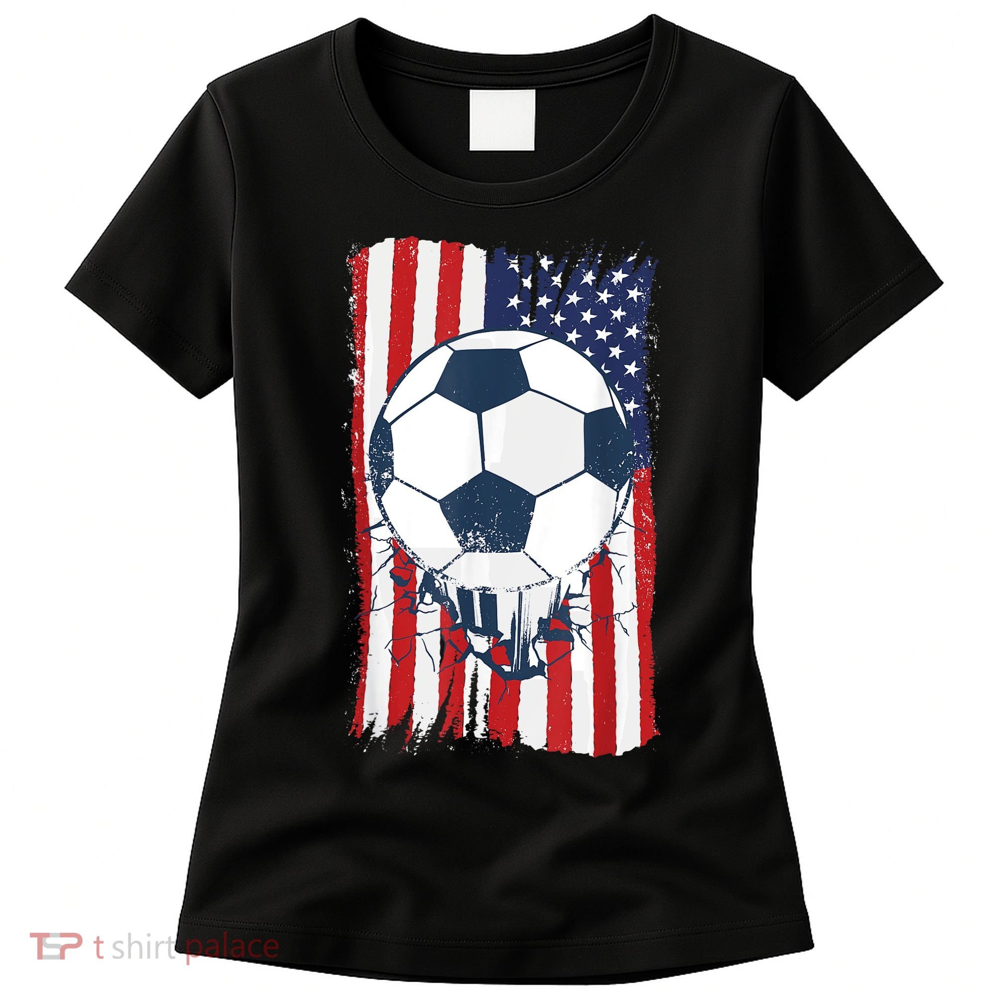 Soccer USA Flag , Soccer Ball Graphic Boys  Women's T-Shirt