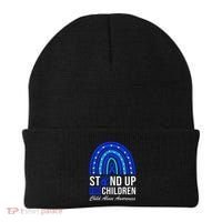 Stand Up For Children Stop Child Abuse Prevention Awareness Beanie thumb 0
