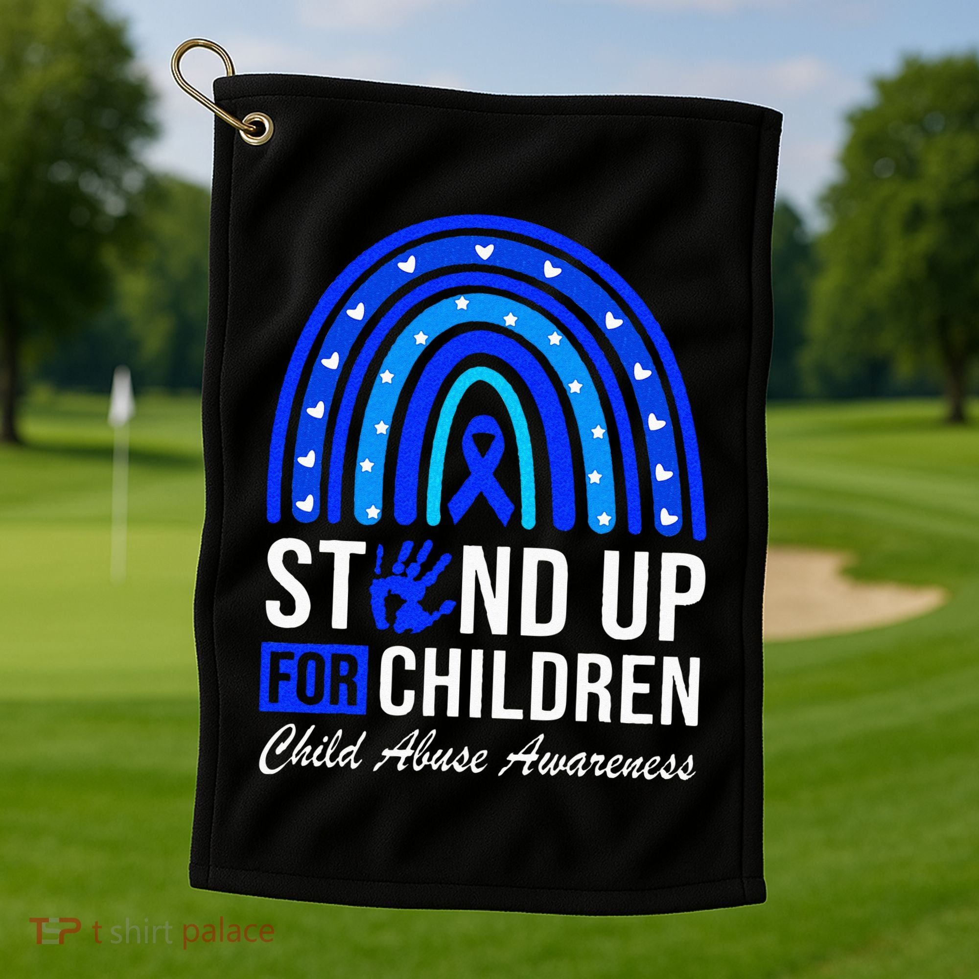 Stand Up For Children Stop Child Abuse Prevention Awareness Golf Towel