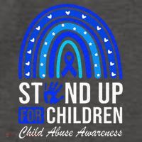 Stand Up For Children Stop Child Abuse Prevention Awareness Vector Backpack thumb 2