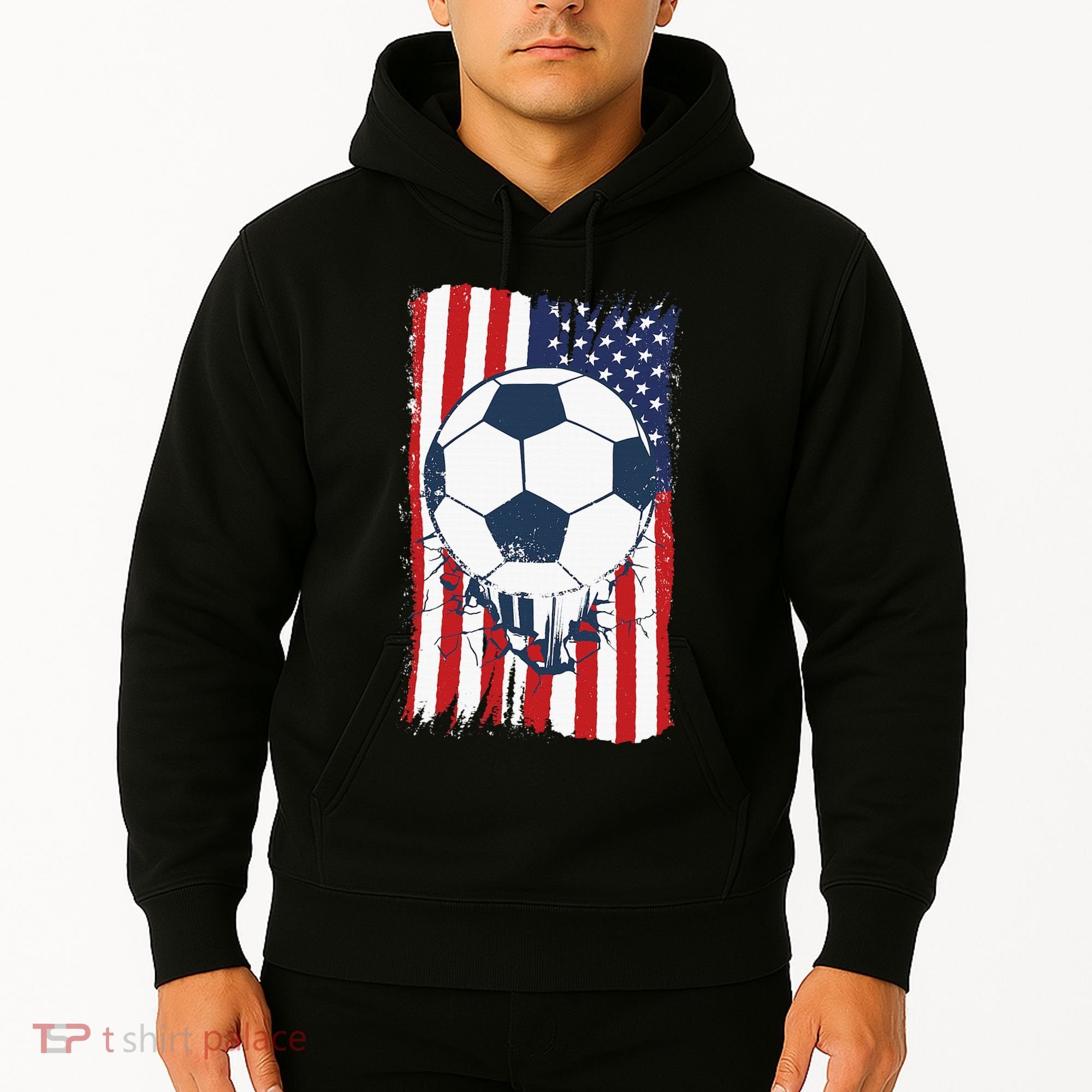Soccer USA Flag, Soccer Ball Graphic Hoodie