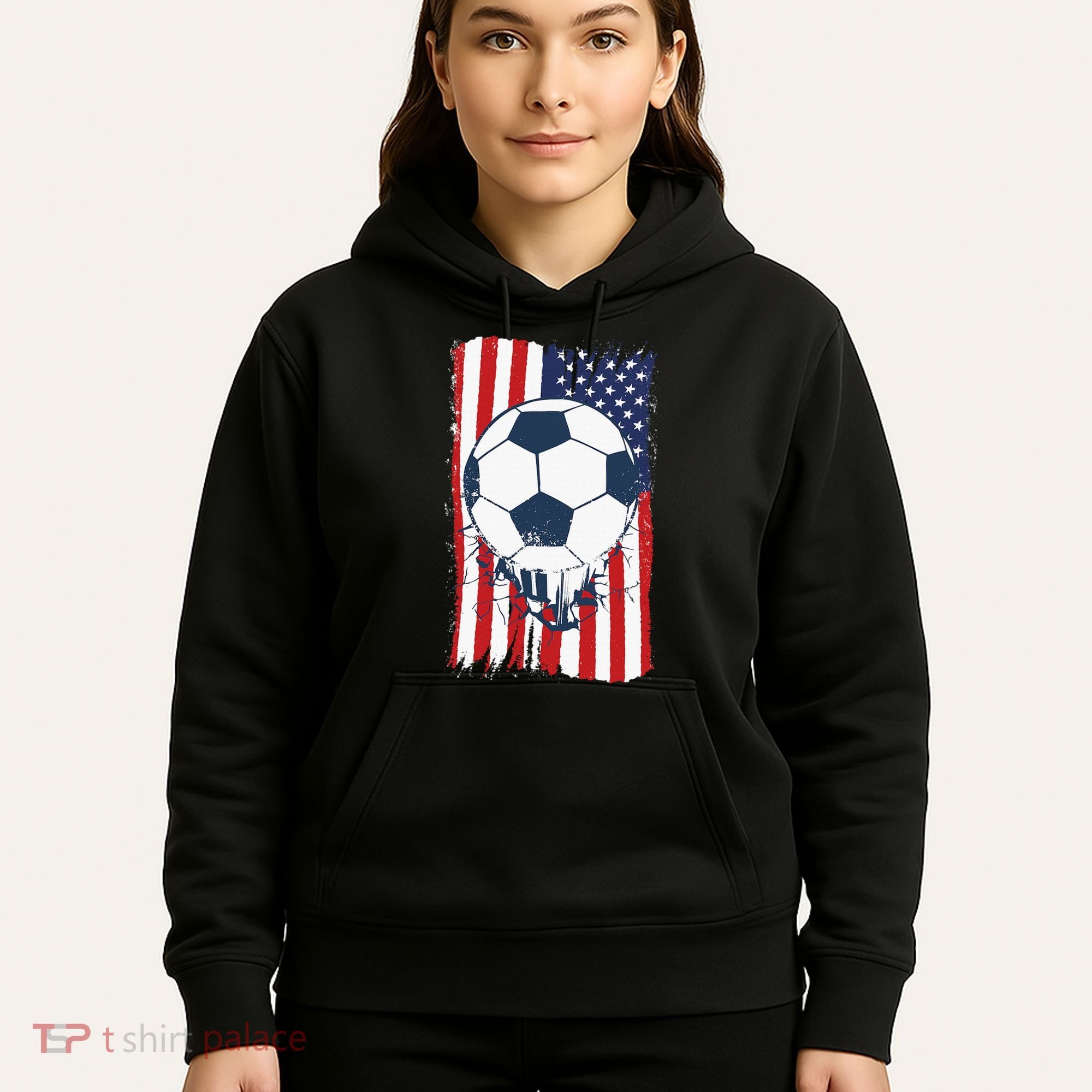 Soccer USA Flag, Soccer Ball Graphic Hoodie