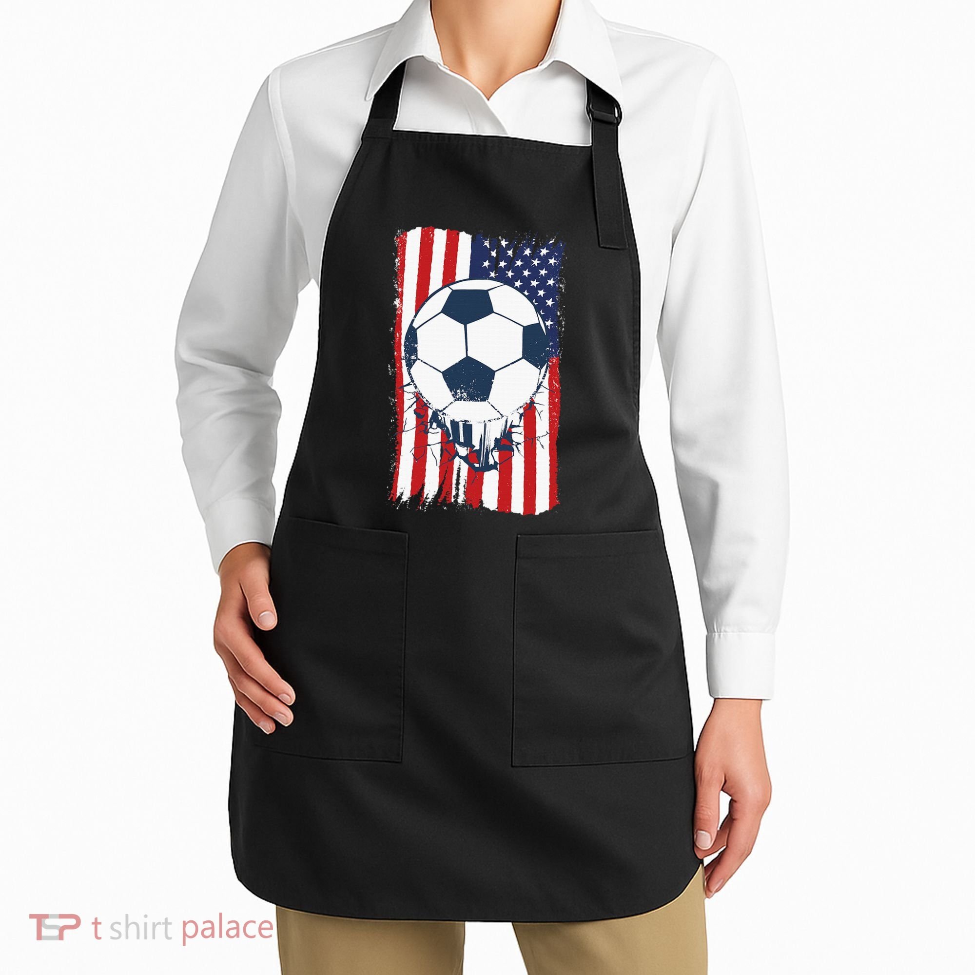 Soccer USA Flag, Soccer Ball Graphic Apron
