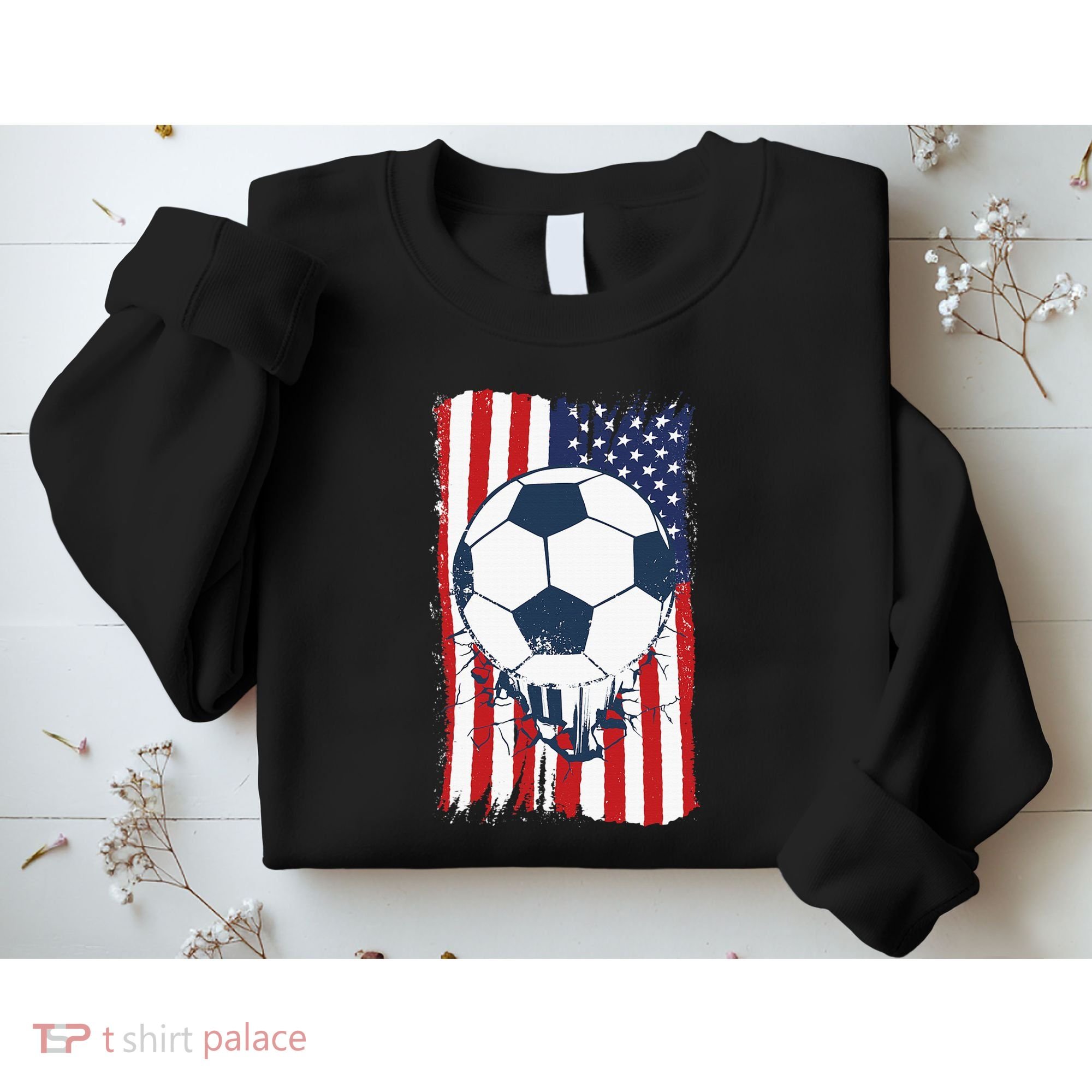 Soccer USA Flag, Soccer Ball Graphic Sweatshirt