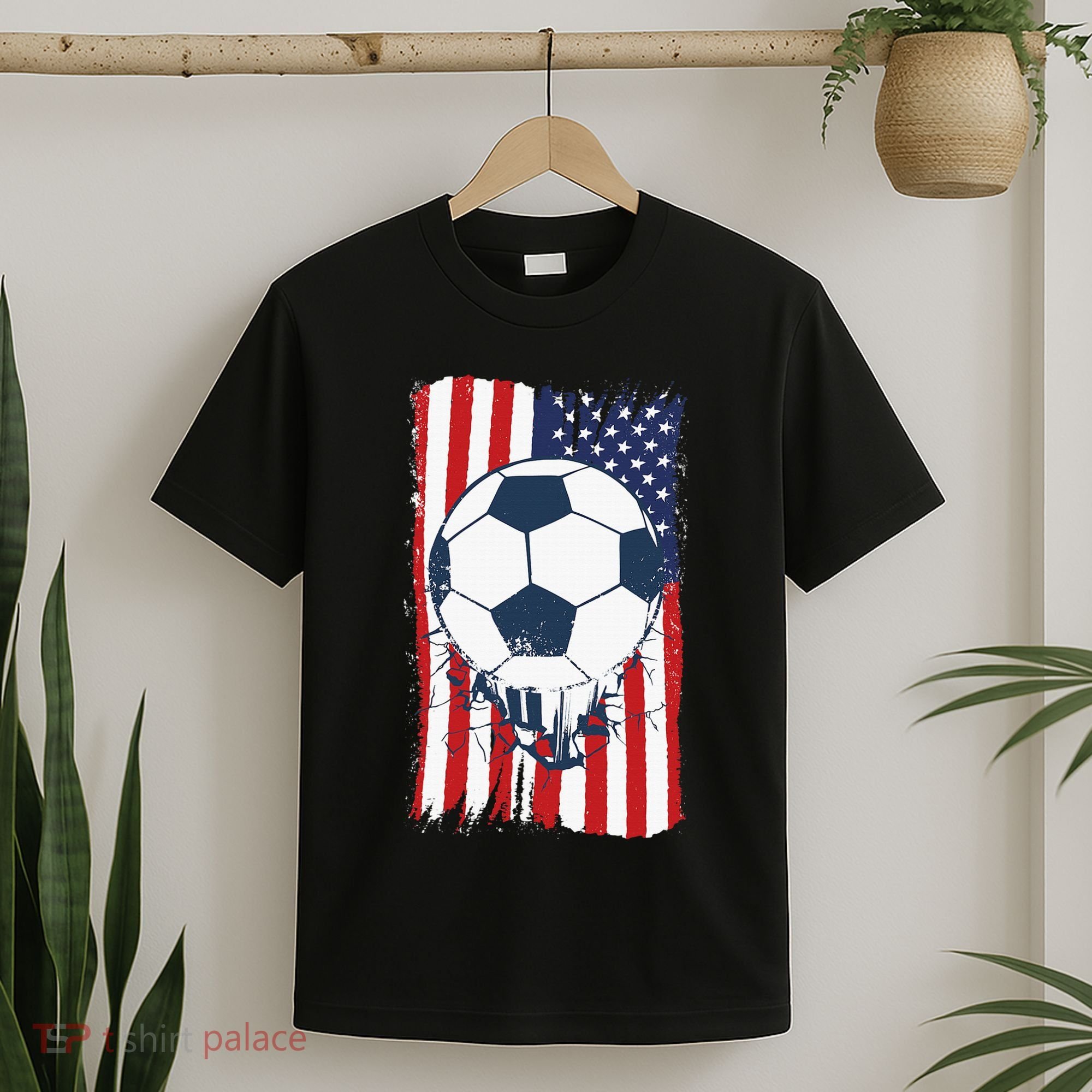 Soccer USA Flag, Soccer Ball Graphic T-Shirt