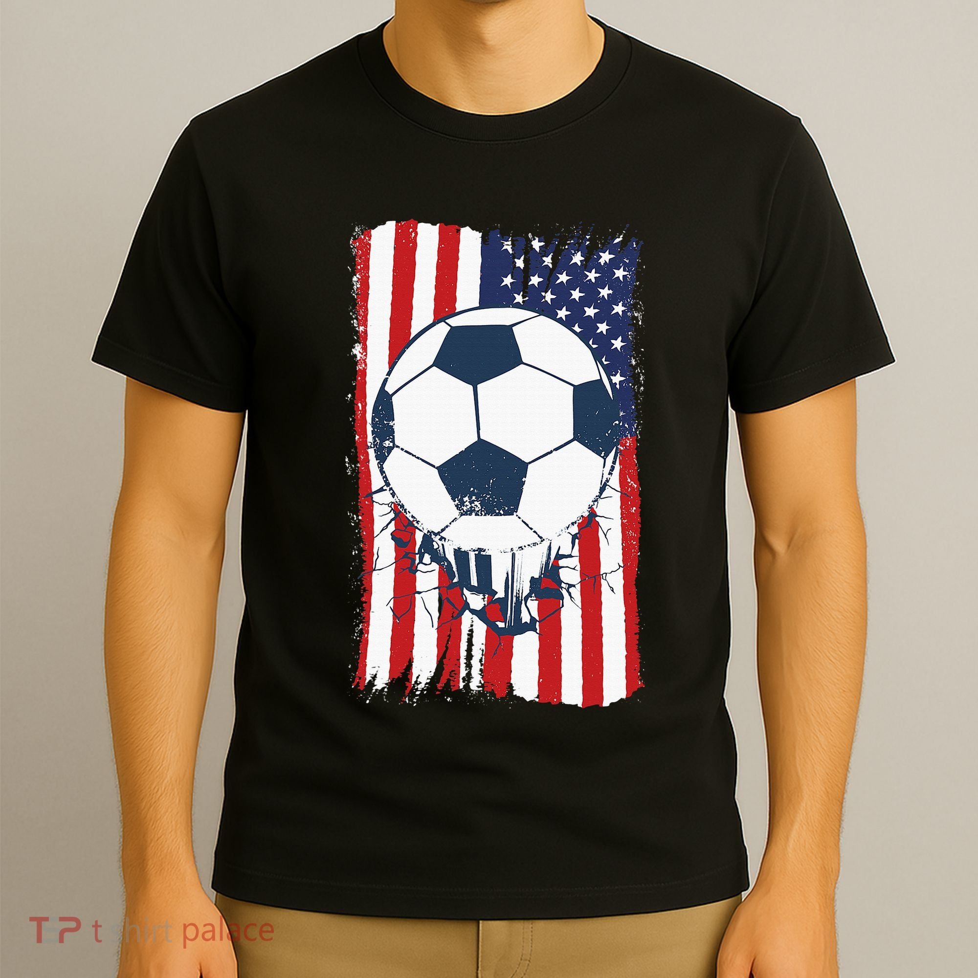 Soccer USA Flag, Soccer Ball Graphic T-Shirt