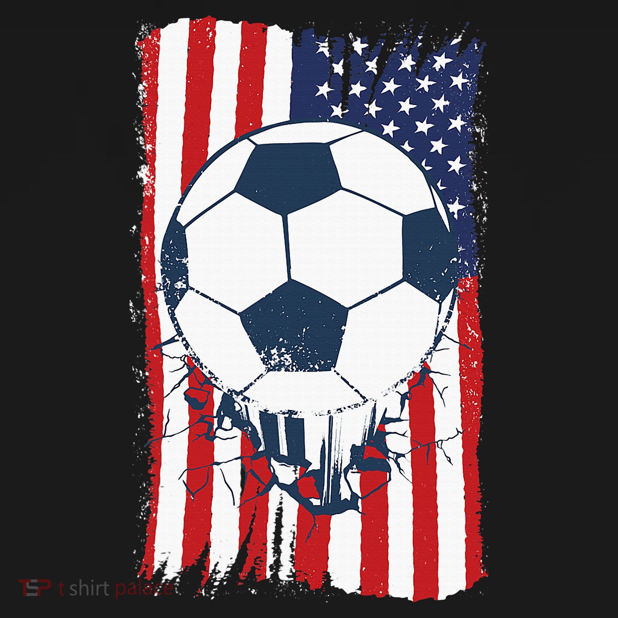 Soccer USA Flag, Soccer Ball Graphic T-Shirt