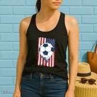 Soccer USA Flag, Soccer Ball Graphic Women's Tank Top thumb 2