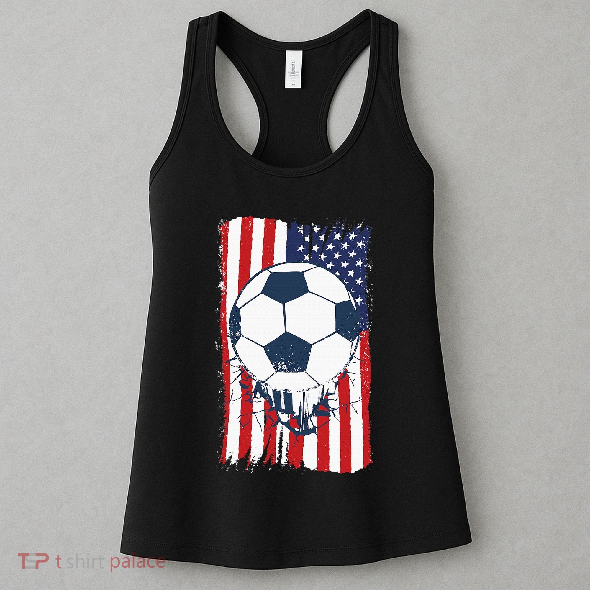 Soccer USA Flag, Soccer Ball Graphic Women's Tank Top